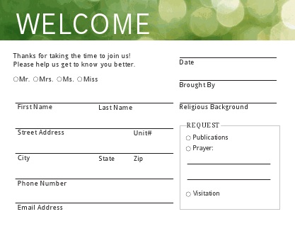 Visitor Information Card: a pack of 50